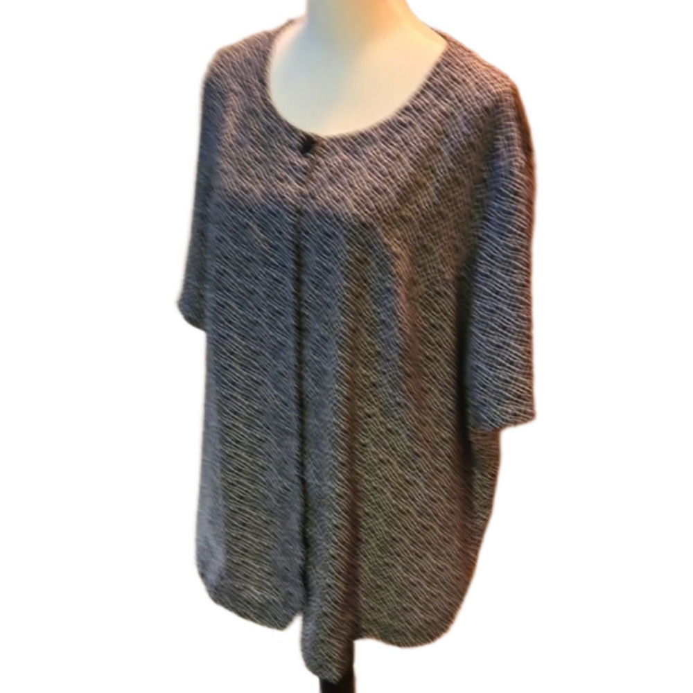 VTG Maggie Barnes Black & White Houndstooth Button Up Top Women Size 2X (22/24)